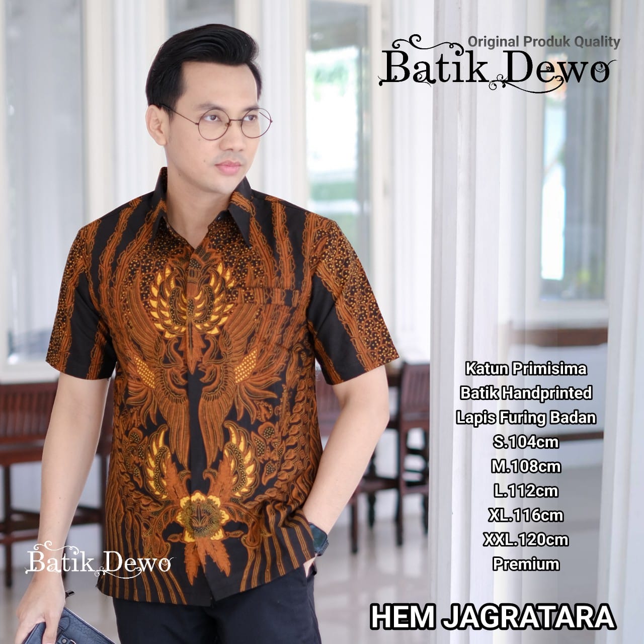 cover-JAGRATARA Kemeja Batik Pria Solo Lengan Pendek Lapis Furing BY DEWO-1