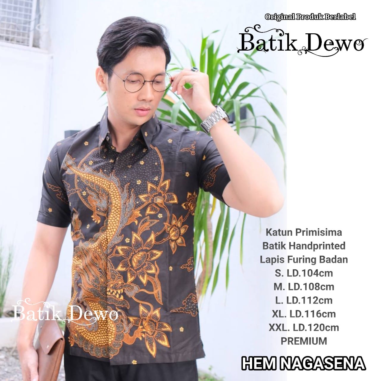 cover-NAGASENA Kemeja Batik Pria Solo Lengan Pendek Lapis Furing BY DEWO-1