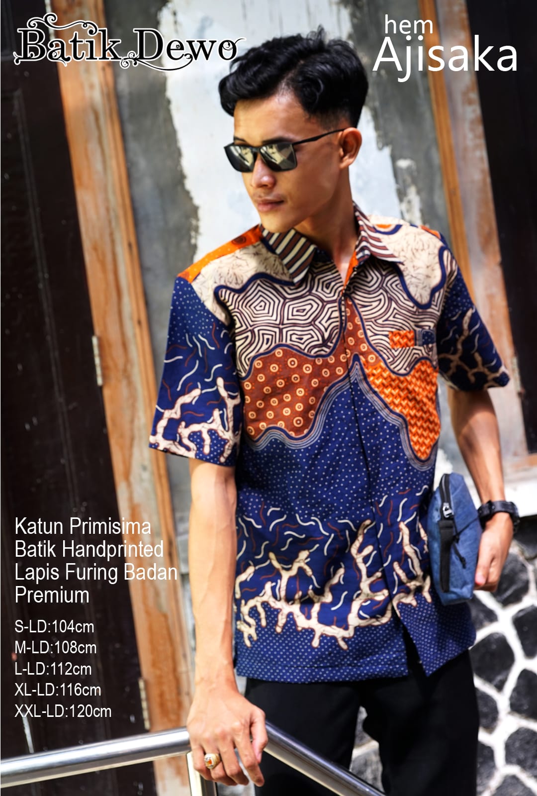 cover-AJISAKA ORANGE Kemeja Batik Pria Solo Lengan Pendek Lapis Furing BY DEWO-1