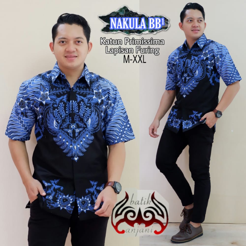 cover-NAKULA BB Kemeja Batik Pria Solo Lengan Pendek Lapis Furing BY ANJANI-1