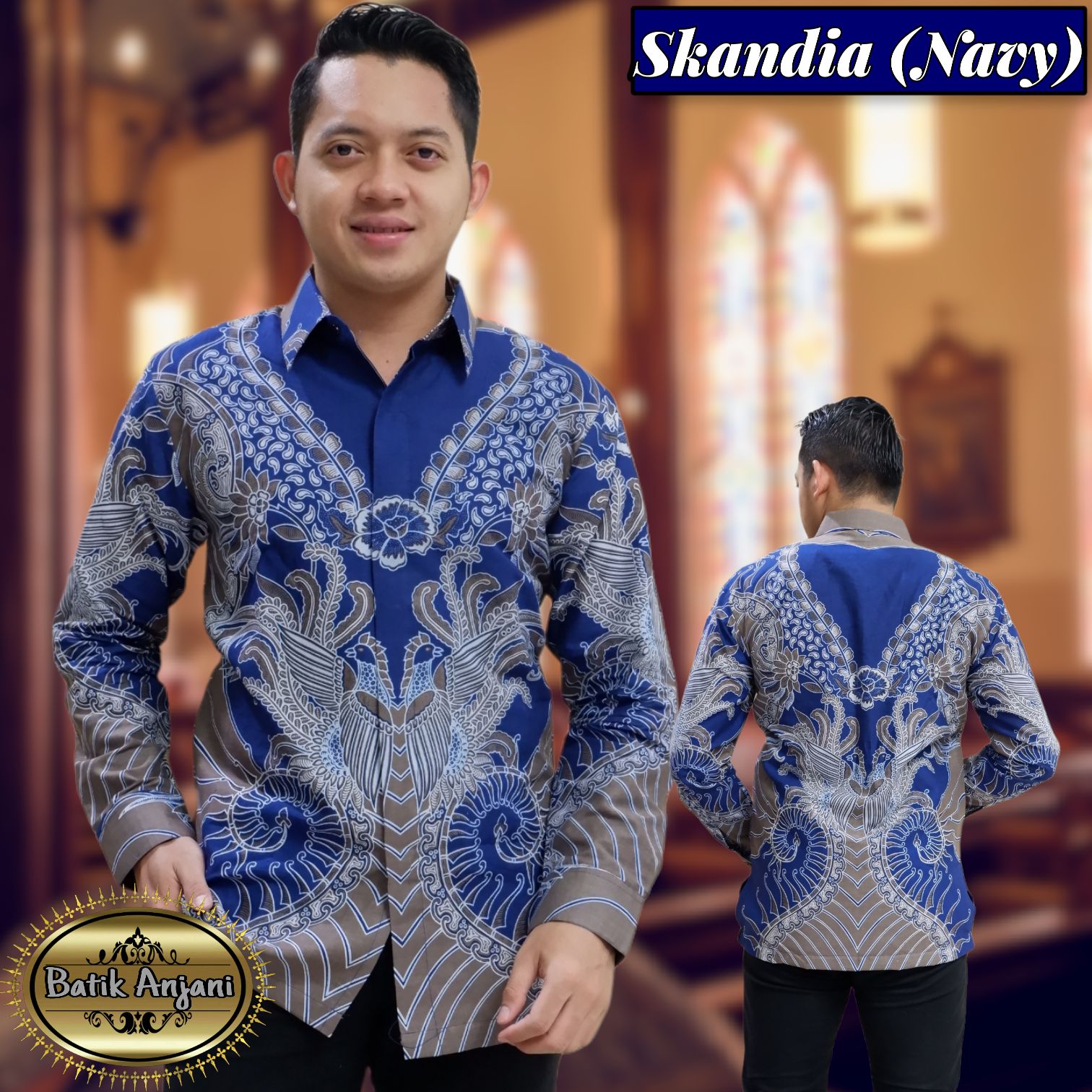 cover-SKANDIA NAVY Kemeja Batik Pria Solo Lengan Panjang Lapis Furing BY ANJANI-1