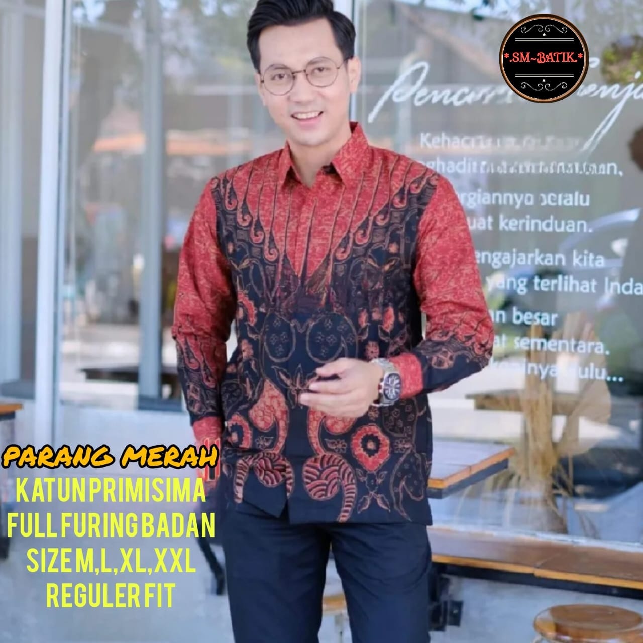 cover-PARANG MERAH Kemeja Batik Pria Solo Lengan Panjang Lapis Furing BY SM-1