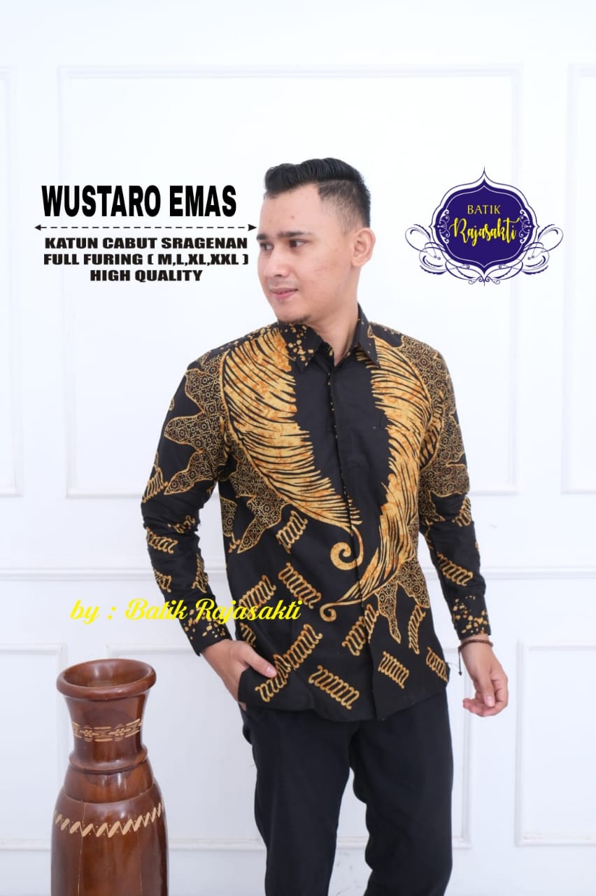 cover-WUSTARO EMAS Kemeja Batik Pria Solo Lengan PANJANG Lapis Furing BY RAJASAKTI-1