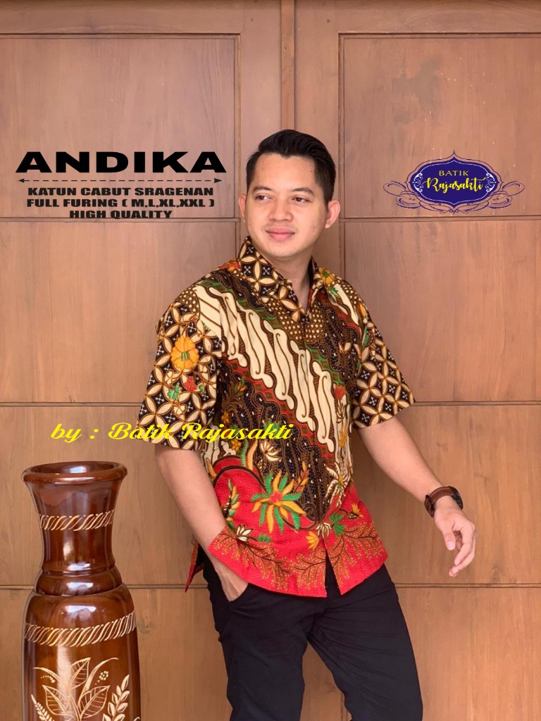 cover-ANDIKA Kemeja Batik Pria Solo Lengan PENDEK Lapis Furing BY RAJASAKTI-1