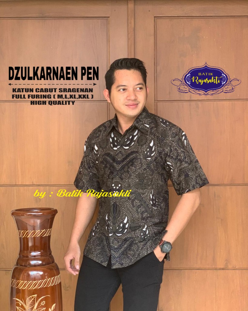 cover-DZULKARNAEN Kemeja Batik Pria Solo Lengan PENDEK Lapis Furing BY RAJASAKTI -1