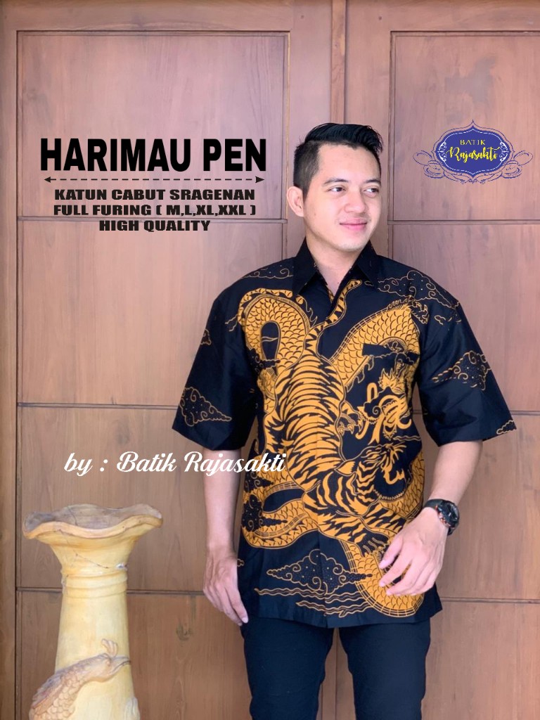 cover-HARIMAU Kemeja Batik Pria Solo Lengan PENDEK Lapis Furing BY RAJASAKTI-1