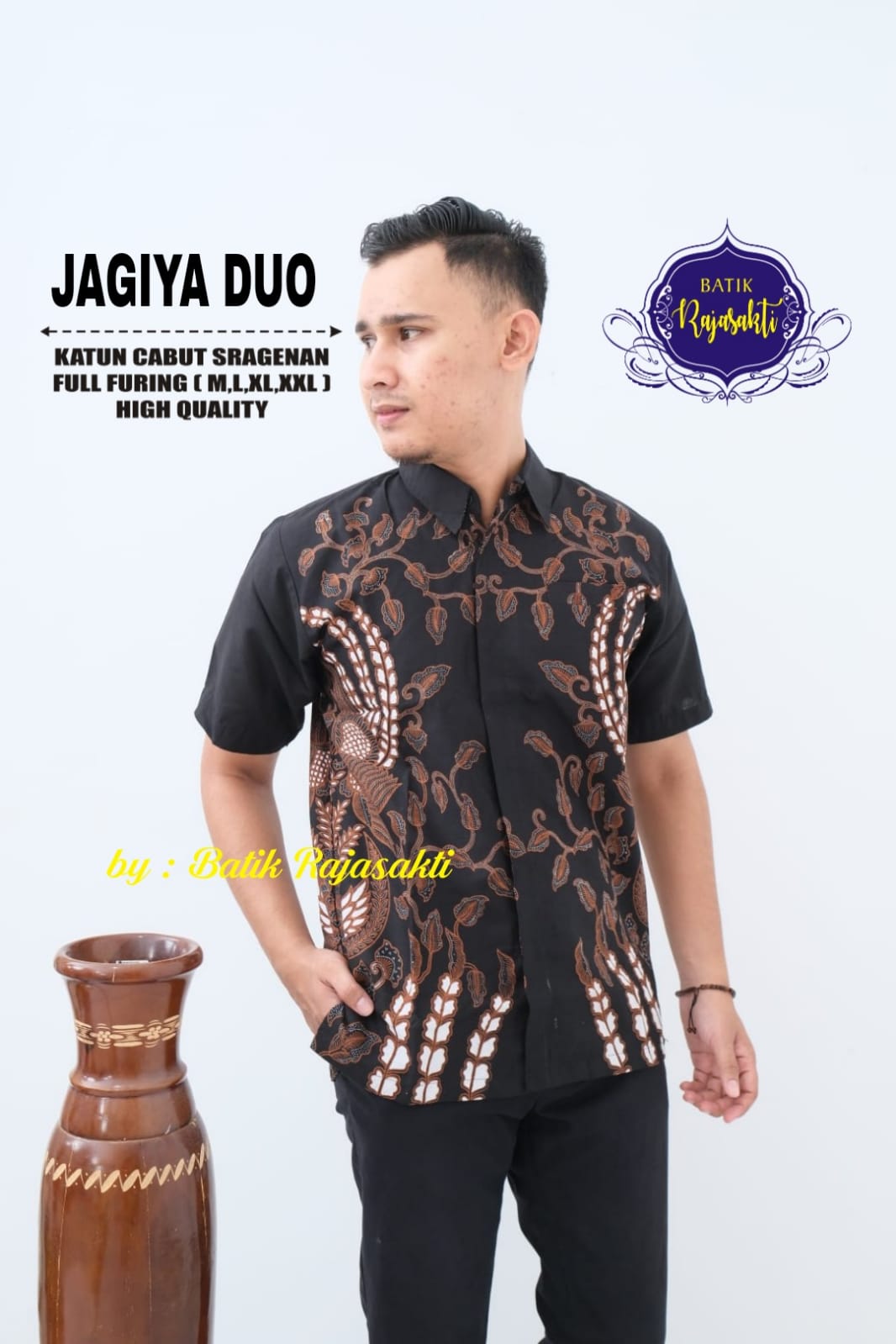 cover-JAGIYA DUO Kemeja Batik Pria Solo Lengan PENDEK Lapis Furing BY RAJASAKTI-1