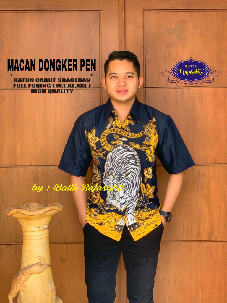 cover-MACAN DONGKER Kemeja Batik Pria Solo Lengan PENDEK Lapis Furing BY RAJASAKTI-1