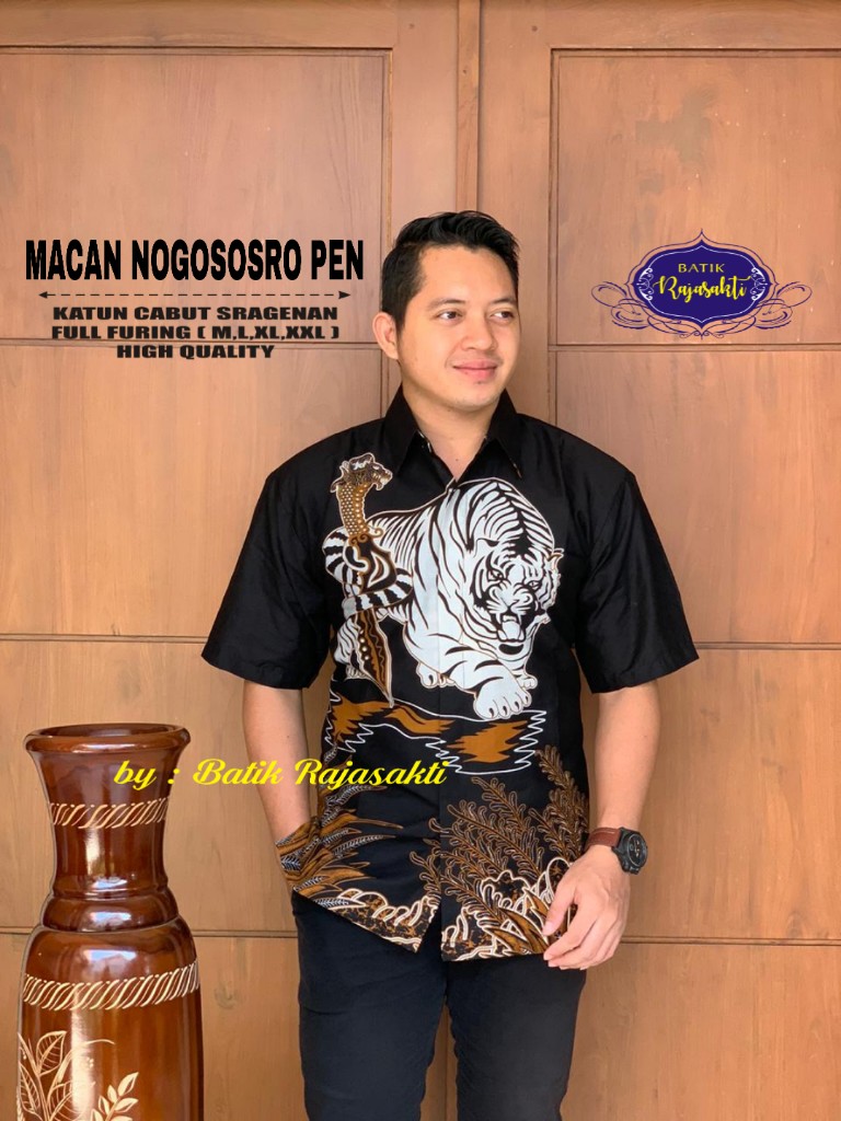 cover-MACAN NOGOSOSRO Kemeja Batik Pria Solo Lengan PENDEK Lapis Furing BY RAJASAKTI-1