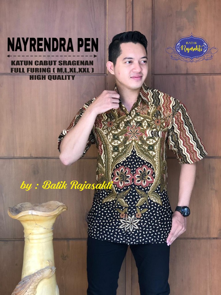 cover-NAYRENDRA Kemeja Batik Pria Solo Lengan PENDEK Lapis Furing BY RAJASAKTI-1