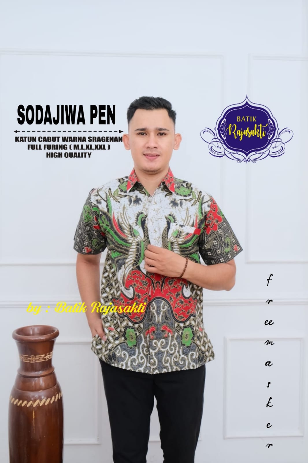 cover-SODAJIWA Kemeja Batik Pria Solo Lengan PENDEK Lapis Furing BY RAJASAKTI-1