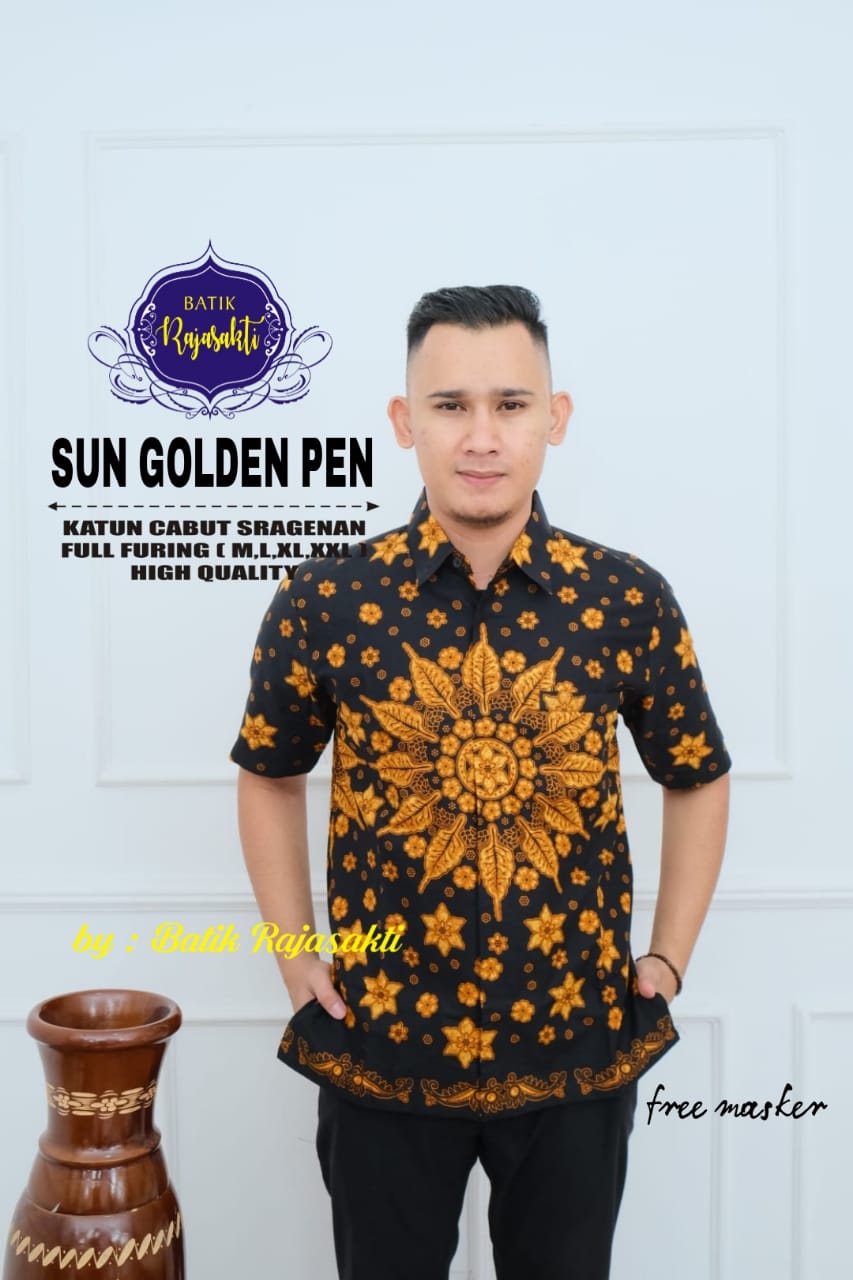 cover-SUN GOLDEN PEN Kemeja Batik Pria Solo Lengan PENDEK Lapis Furing BY RAJASAKTI-1
