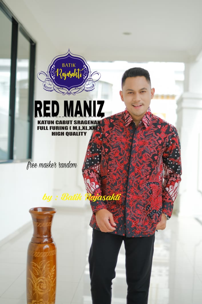 cover-RED MANIZZ Kemeja Batik Pria Solo Lengan PANJANG Lapis Furing BY RAJASAKTI-1