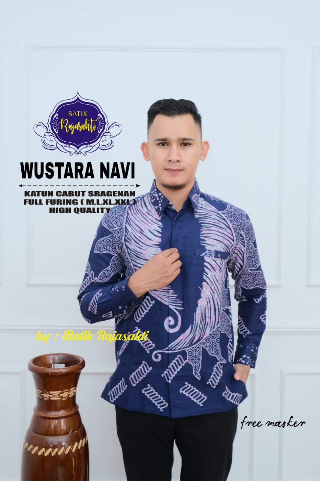 cover-WUSTARA NAVI Kemeja Batik Pria Solo Lengan PANJANG Lapis Furing BY RAJASAKTI-1