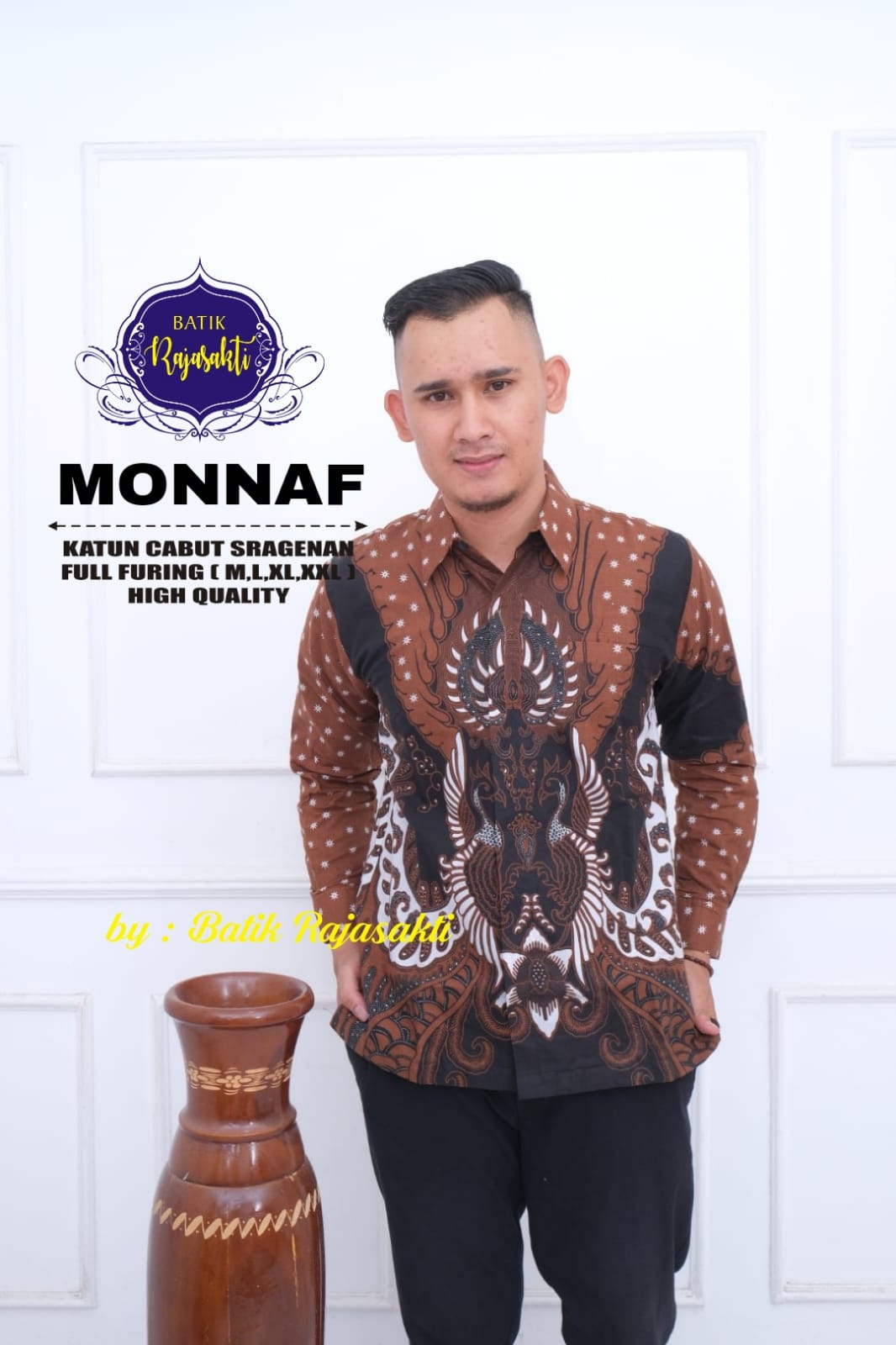 cover-MONNAF 2 Kemeja Batik Pria Solo Lengan PANJANG Lapis Furing BY RAJASAKTI-1