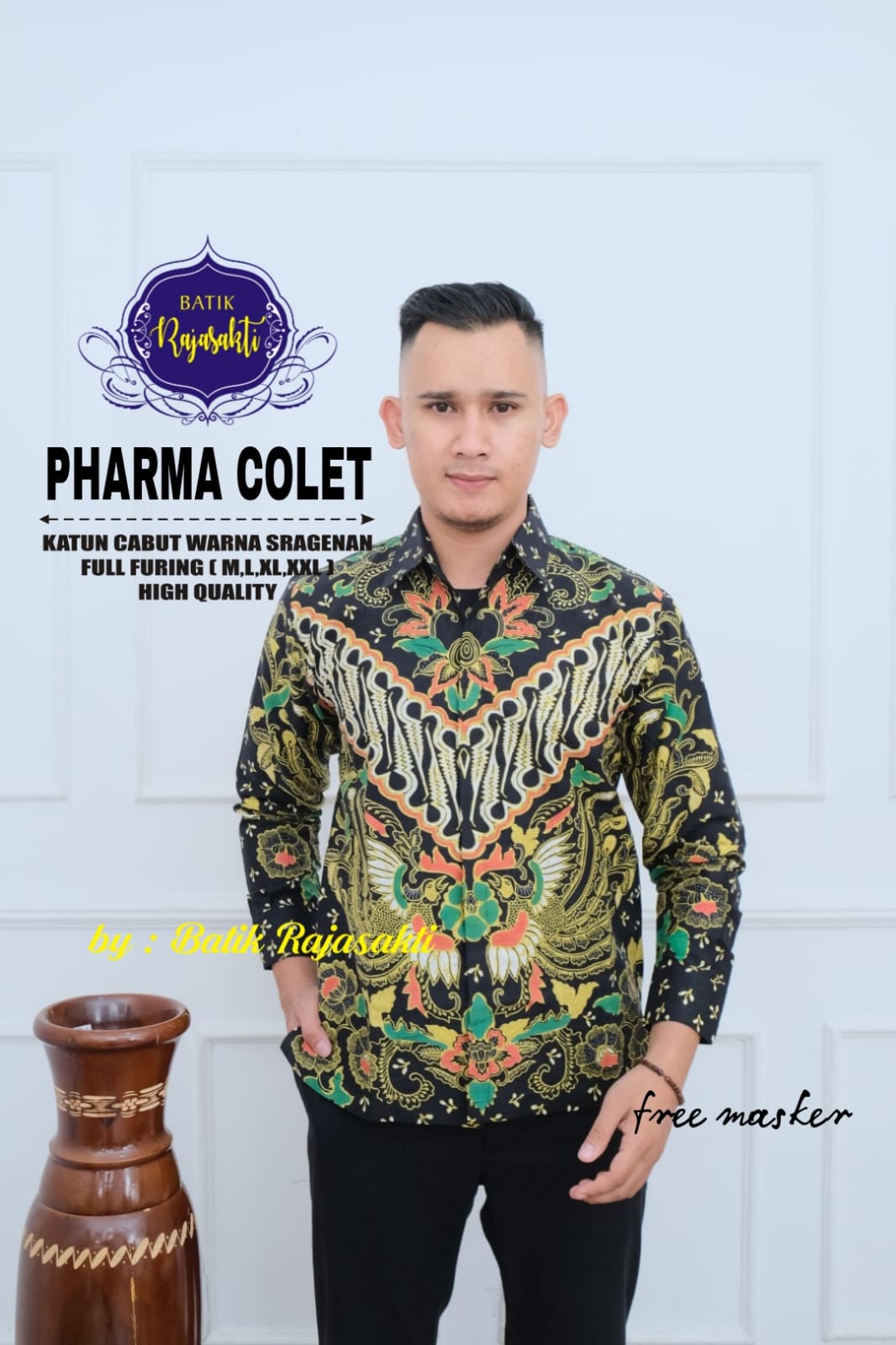 cover-PHARMA COLET Kemeja Batik Pria Solo Lengan PANJANG Lapis Furing BY RAJASAKTI-1