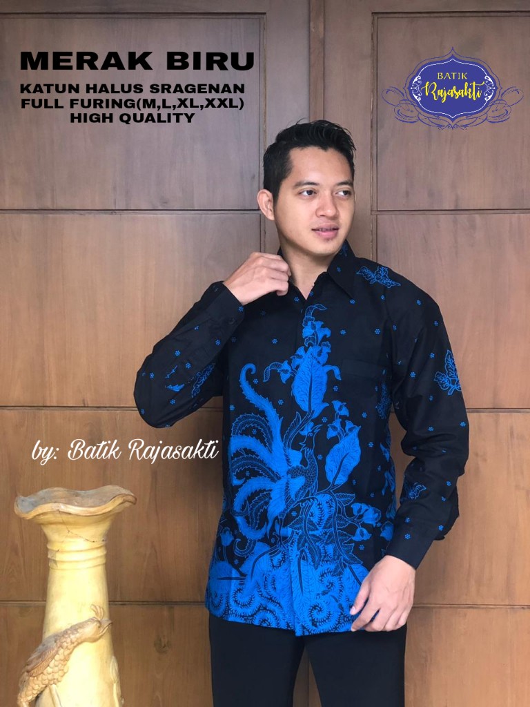 cover-MERAK BIRU Kemeja Batik Pria Solo Lengan PANJANG Lapis Furing BY RAJASAKTI-1