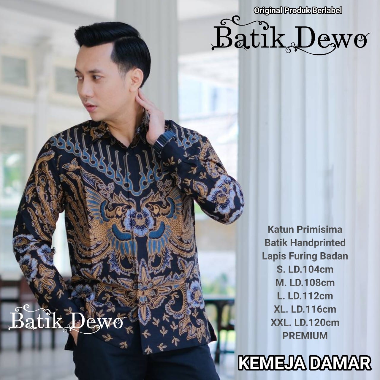 cover-DAMAR HITAM BIRU Kemeja Batik Pria Solo Lengan PANJANG Lapis Furing BY DEWO-1