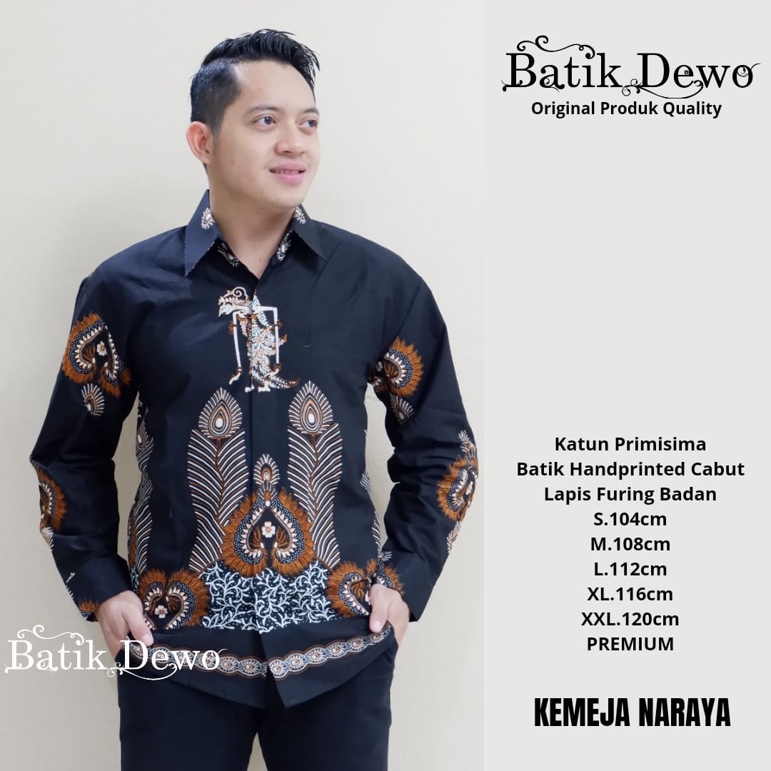 cover-NARAYA HITAM Kemeja Batik Pria Solo Lengan PANJANG Lapis Furing BY DEWO-1