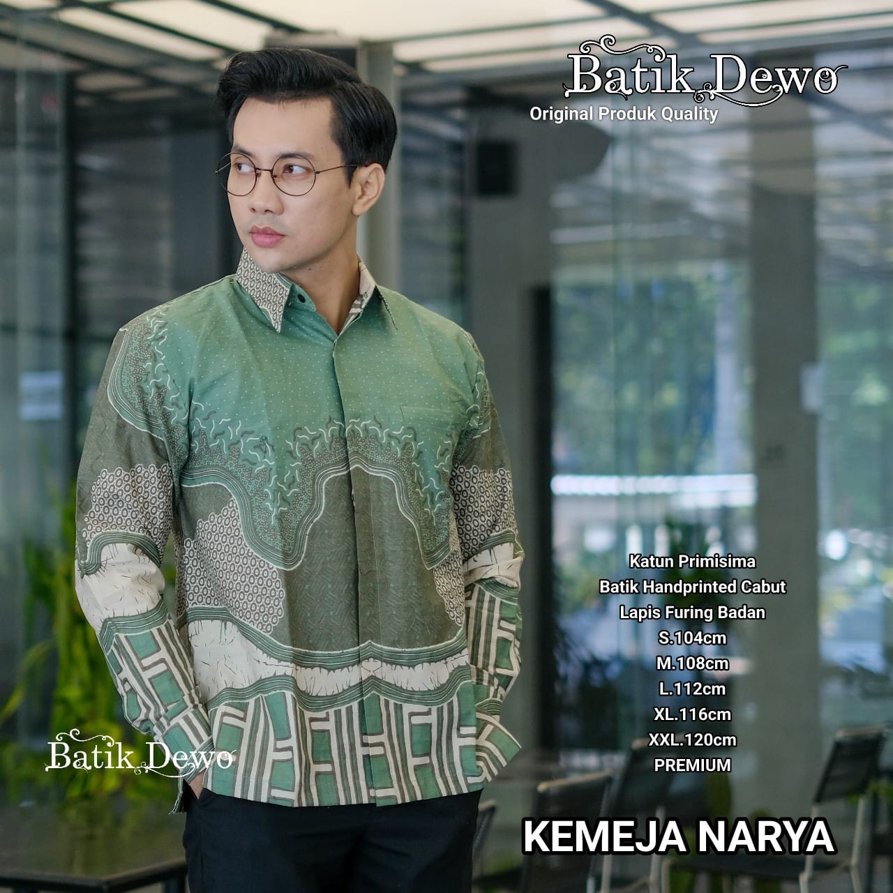 cover-NARAYA Kemeja Batik Pria Solo Lengan PANJANG Lapis Furing BY DEWO-1