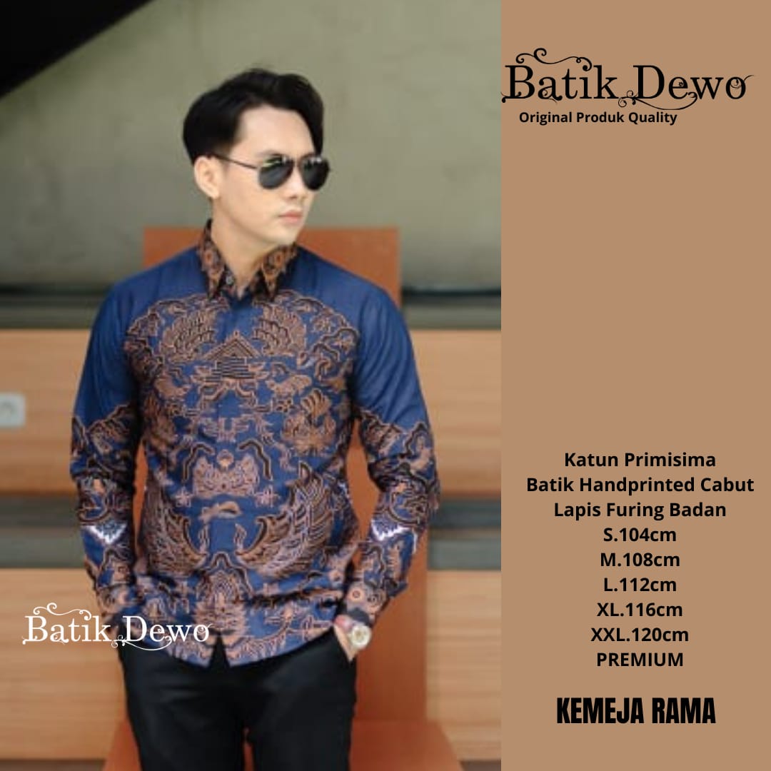 cover-RAMA NAVY Kemeja Batik Pria Solo Lengan PANJANG Lapis Furing BY DEWO-1