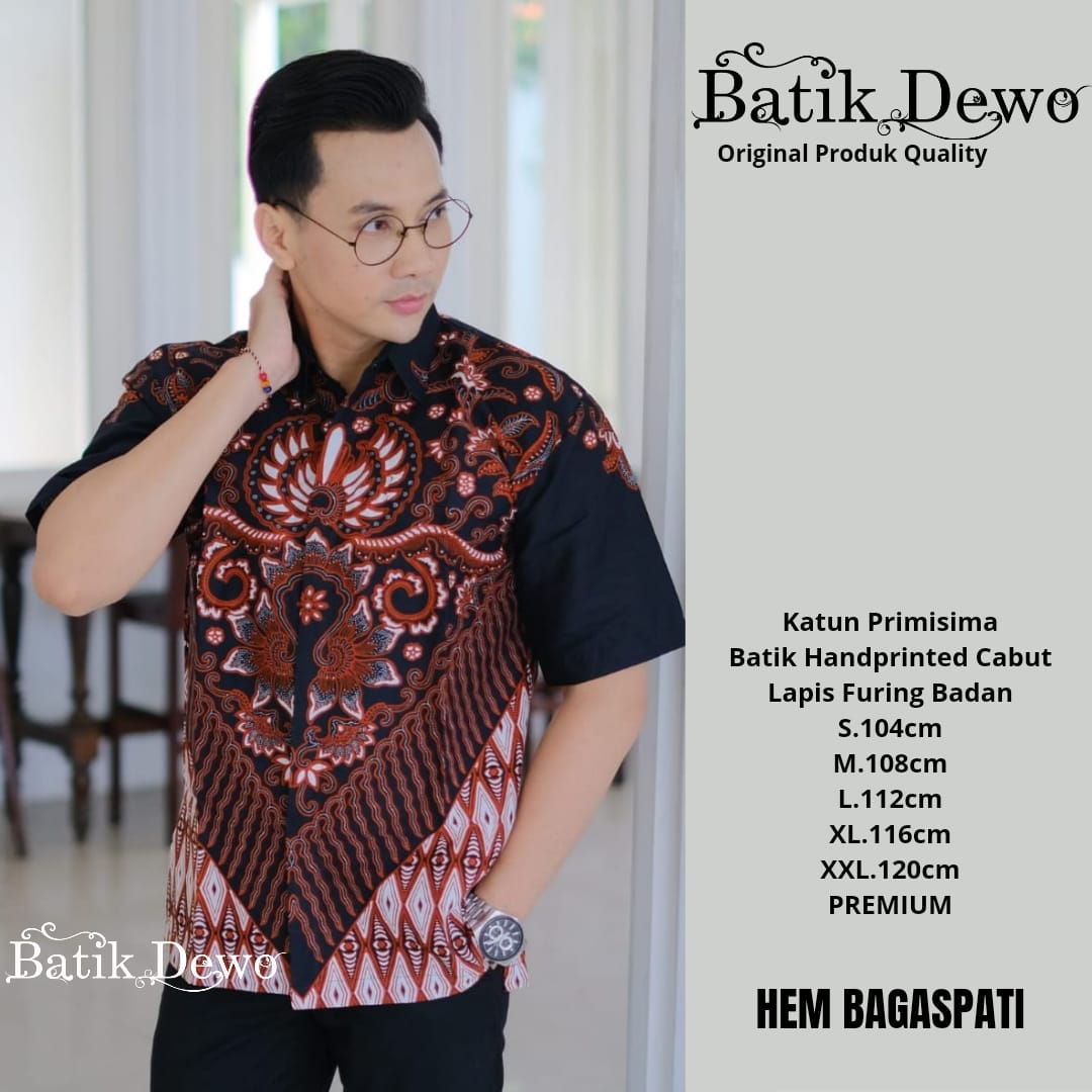 cover-BAGASPATI Kemeja Batik Pria Solo Lengan PENDEK Lapis Furing BY DEWO-1