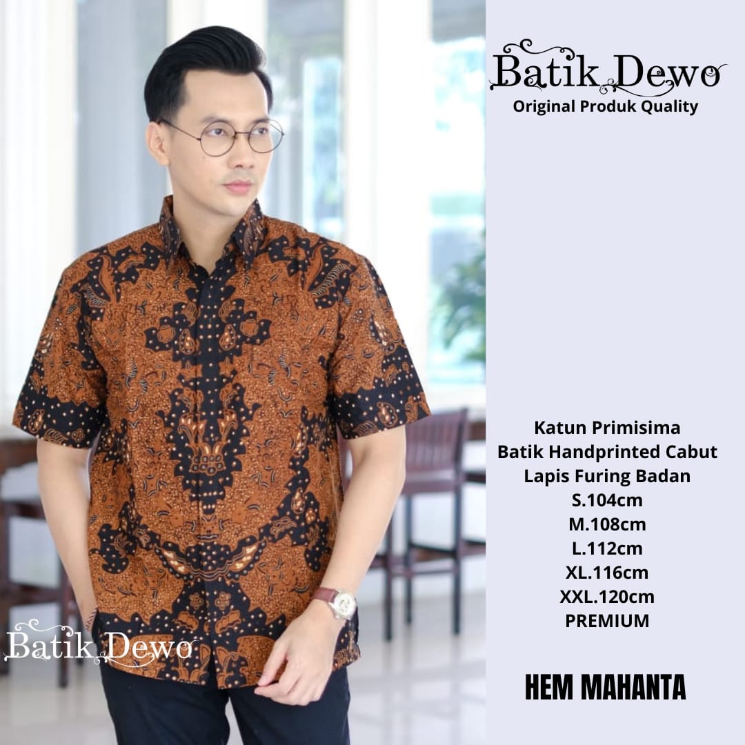 cover-MAHANTA Kemeja Batik Pria Solo Lengan PENDEK Lapis Furing BY DEWO-1