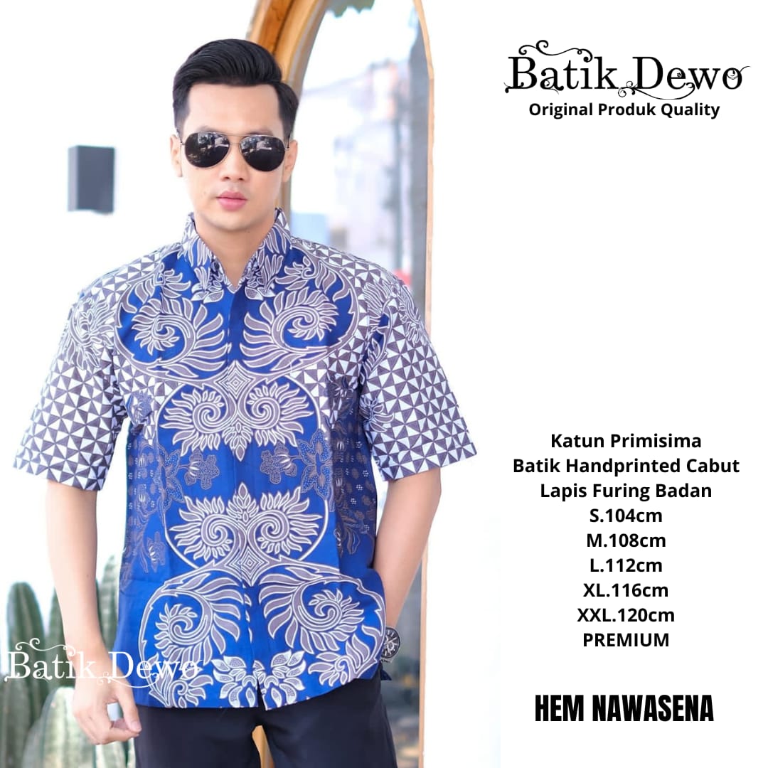 cover-SAWASENA Kemeja Batik Pria Solo Lengan PENDEK Lapis Furing BY DEWO-1