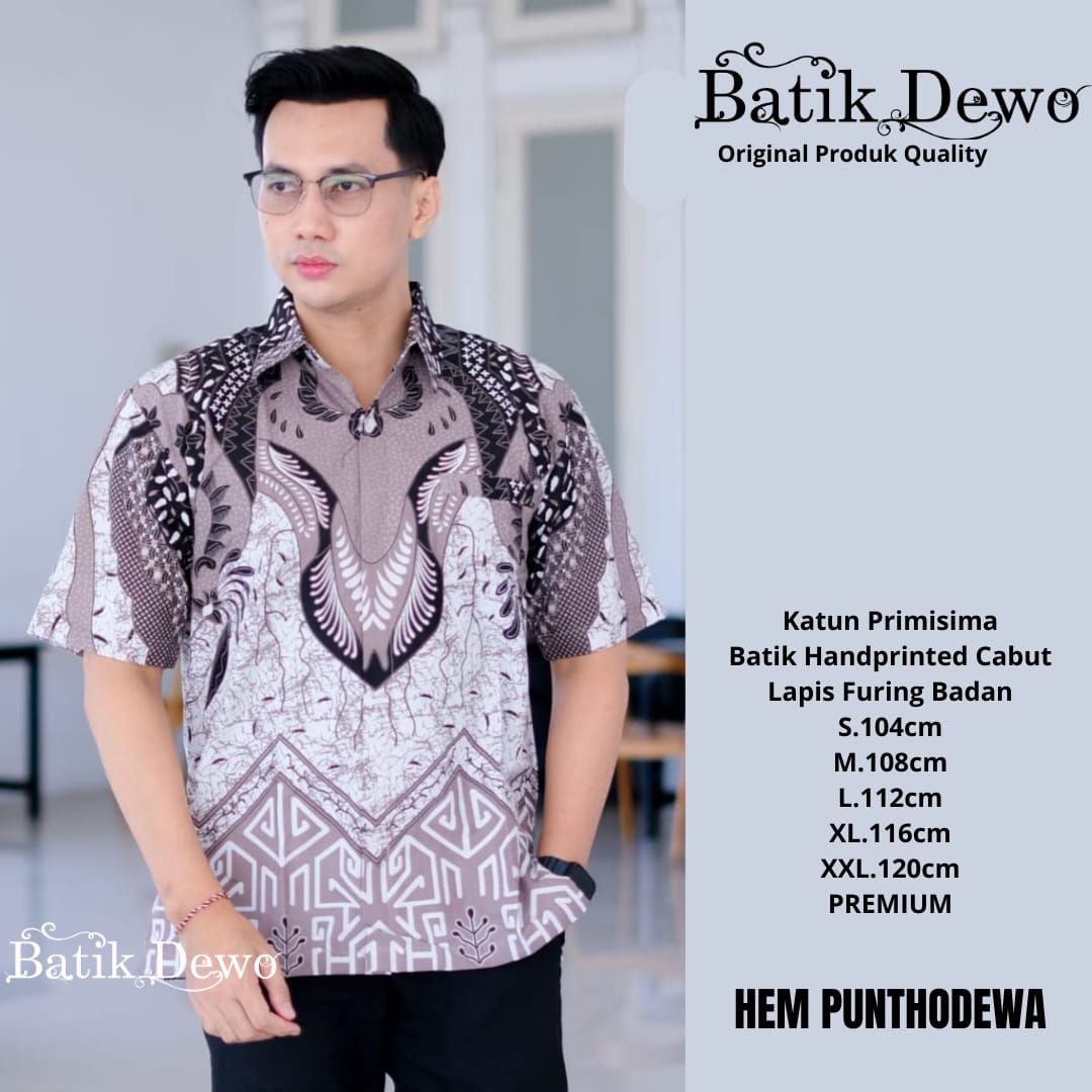 cover-PUNTHODEWA Kemeja Batik Pria Solo Lengan PENDEK Lapis Furing BY DEWO-1