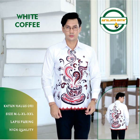 cover-WHITE COFFEE Kemeja Batik Pria Solo Lengan Panjang Lapis Furing BY ALJAYA-1