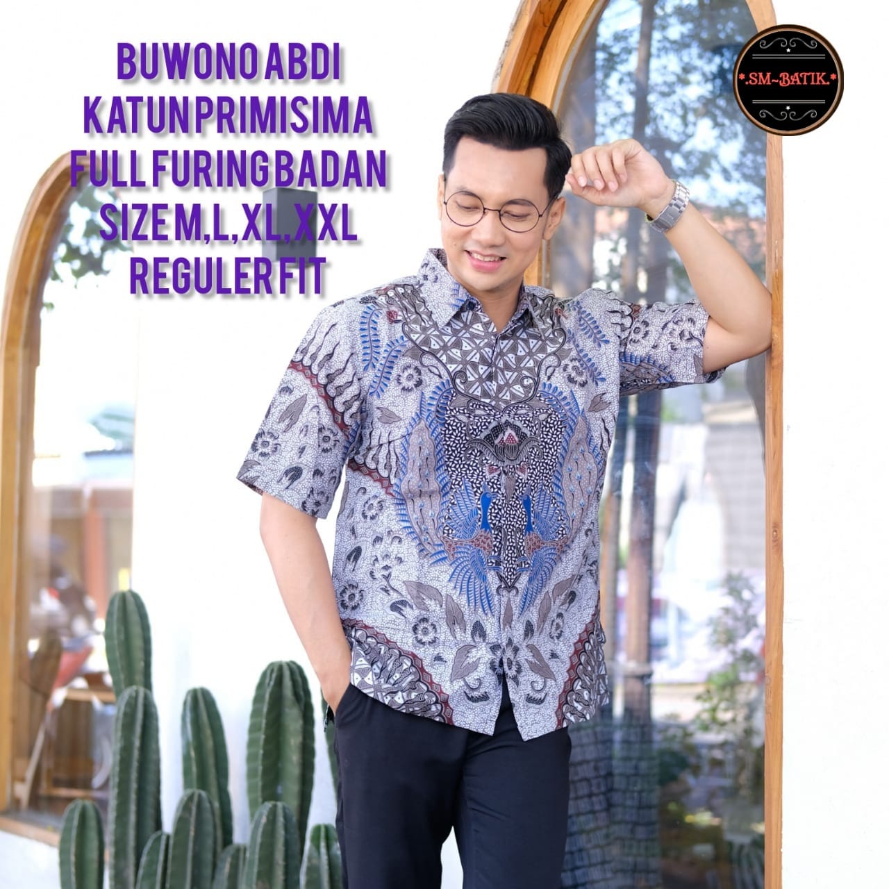 cover-BUWONO ABDI Kemeja Batik Pria Solo Lengan Pendek Lapis Furing BY SM-1