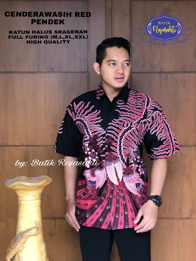 cover-CENDRAWASIH RED PENDEK Kemeja Batik Pria Solo Lengan Pendek Lapis Furing BY RAJASAKTI-1