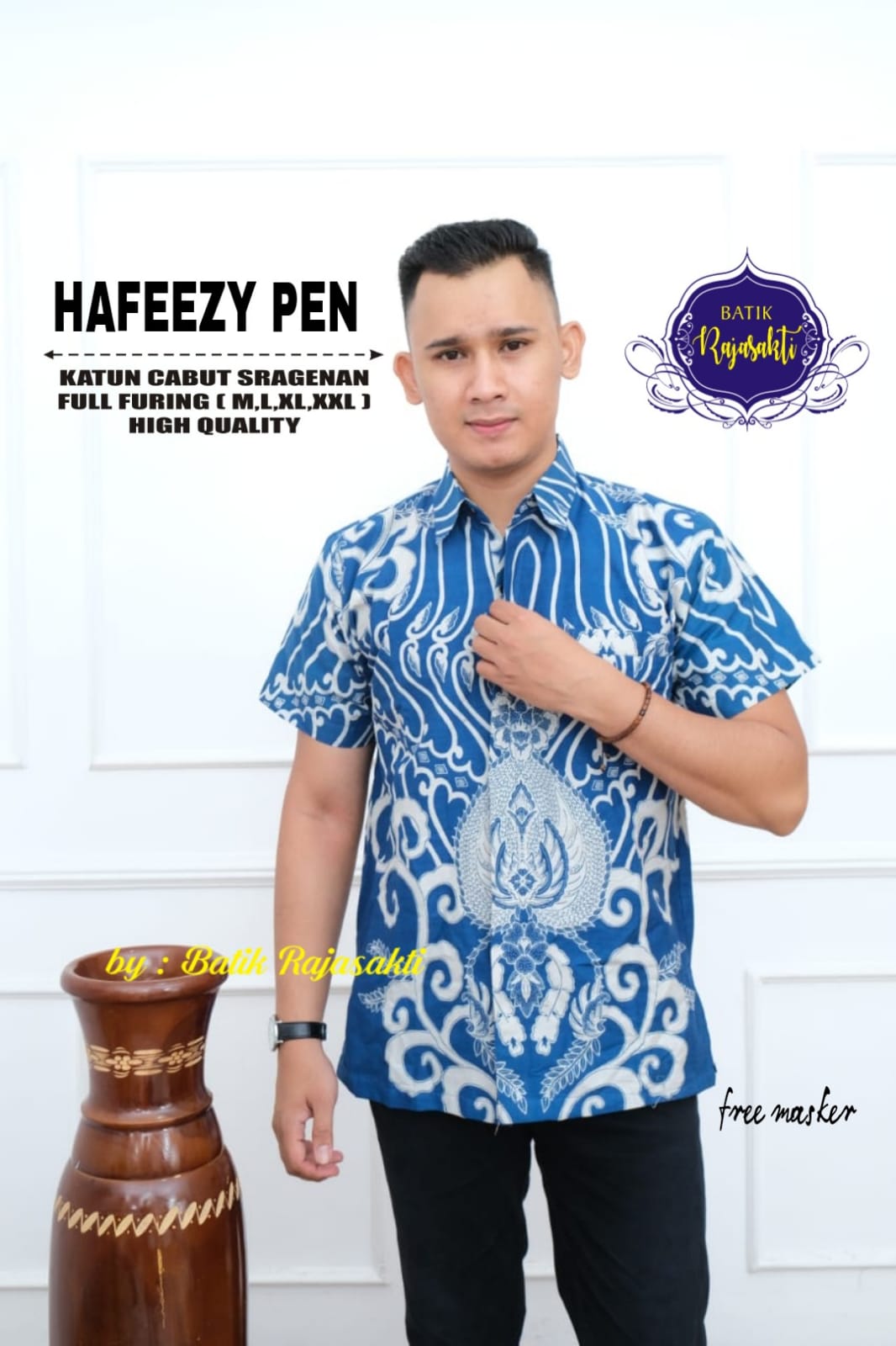 cover-HAFEEZY PEN Kemeja Batik Pria Solo Lengan Pendek Lapis Furing BY RAJASAKTI-1