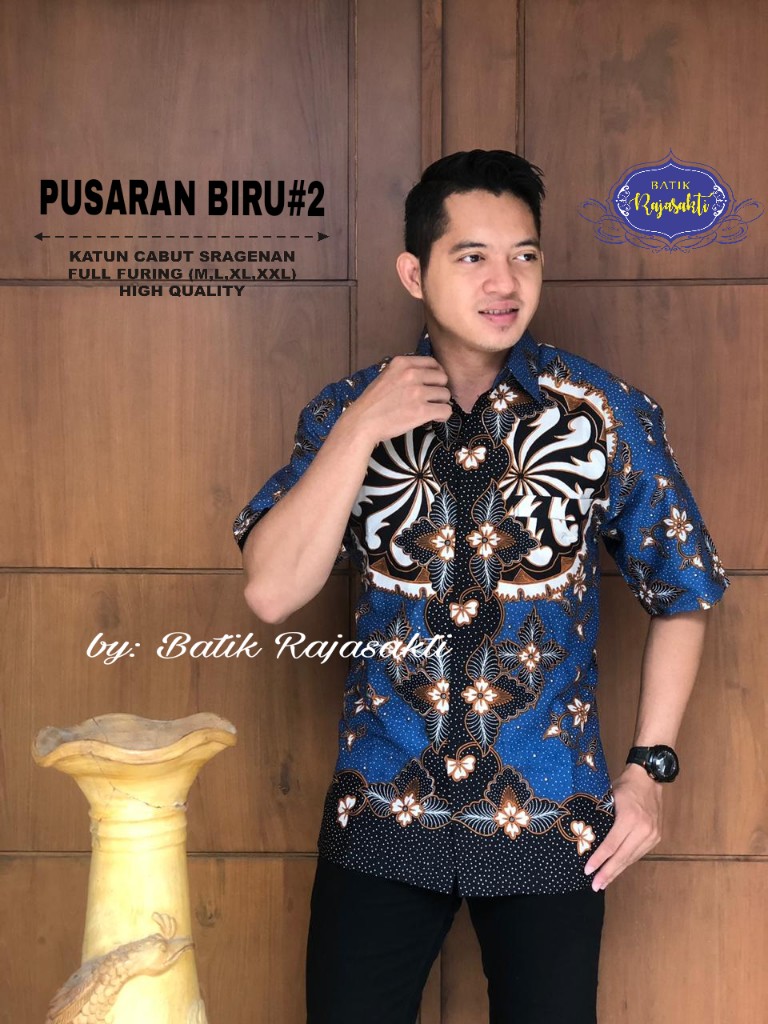 cover-PUSARAN BIRU 2 Kemeja Batik Pria Solo Lengan Pendek Lapis Furing BY RAJASAKTI-1