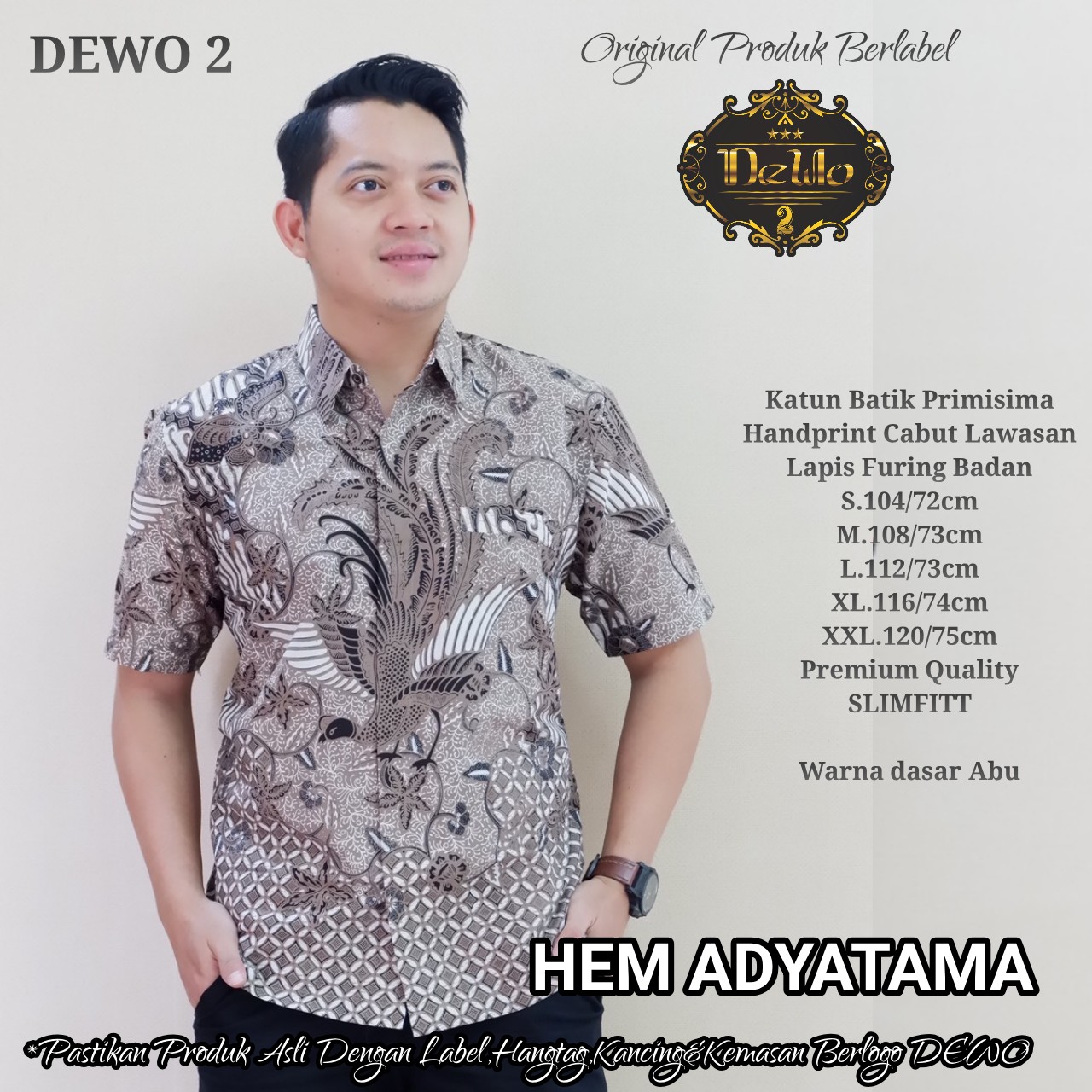 cover-ADYATAMA Kemeja Batik Pria Solo Lengan Pendek Lapis Furing BY DEWO-1
