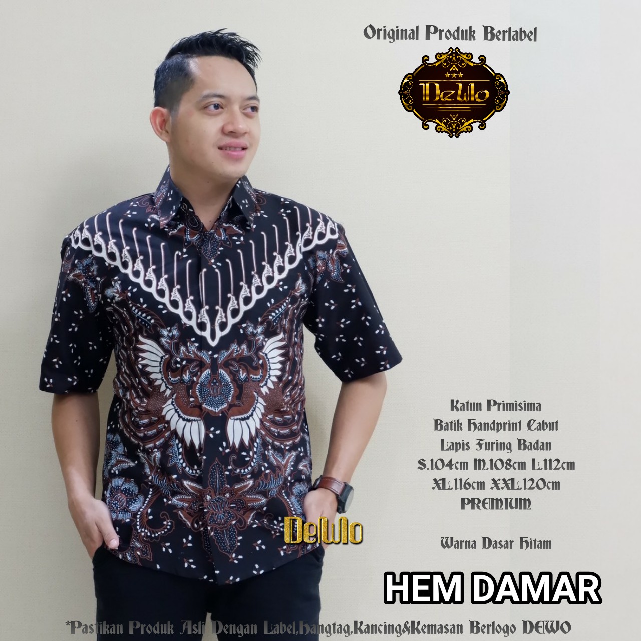 cover-DAMAR Kemeja Batik Pria Solo Lengan Pendek Lapis Furing BY DEWO-1