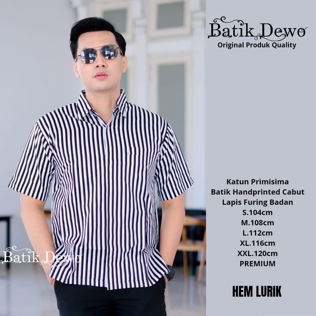 cover-LURIK PUTIH Kemeja Batik Pria Solo Lengan Pendek Lapis Furing BY DEWO-1