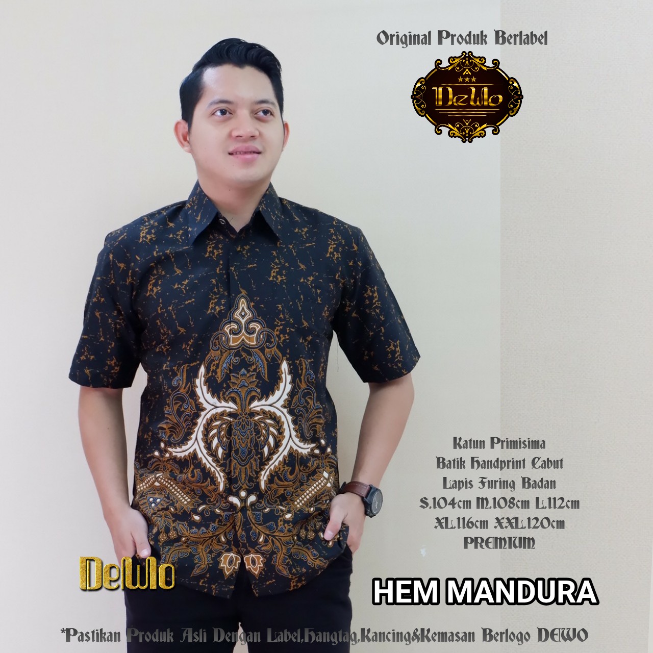 cover-MANDURA Kemeja Batik Pria Solo Lengan Pendek Lapis Furing BY DEWO-1