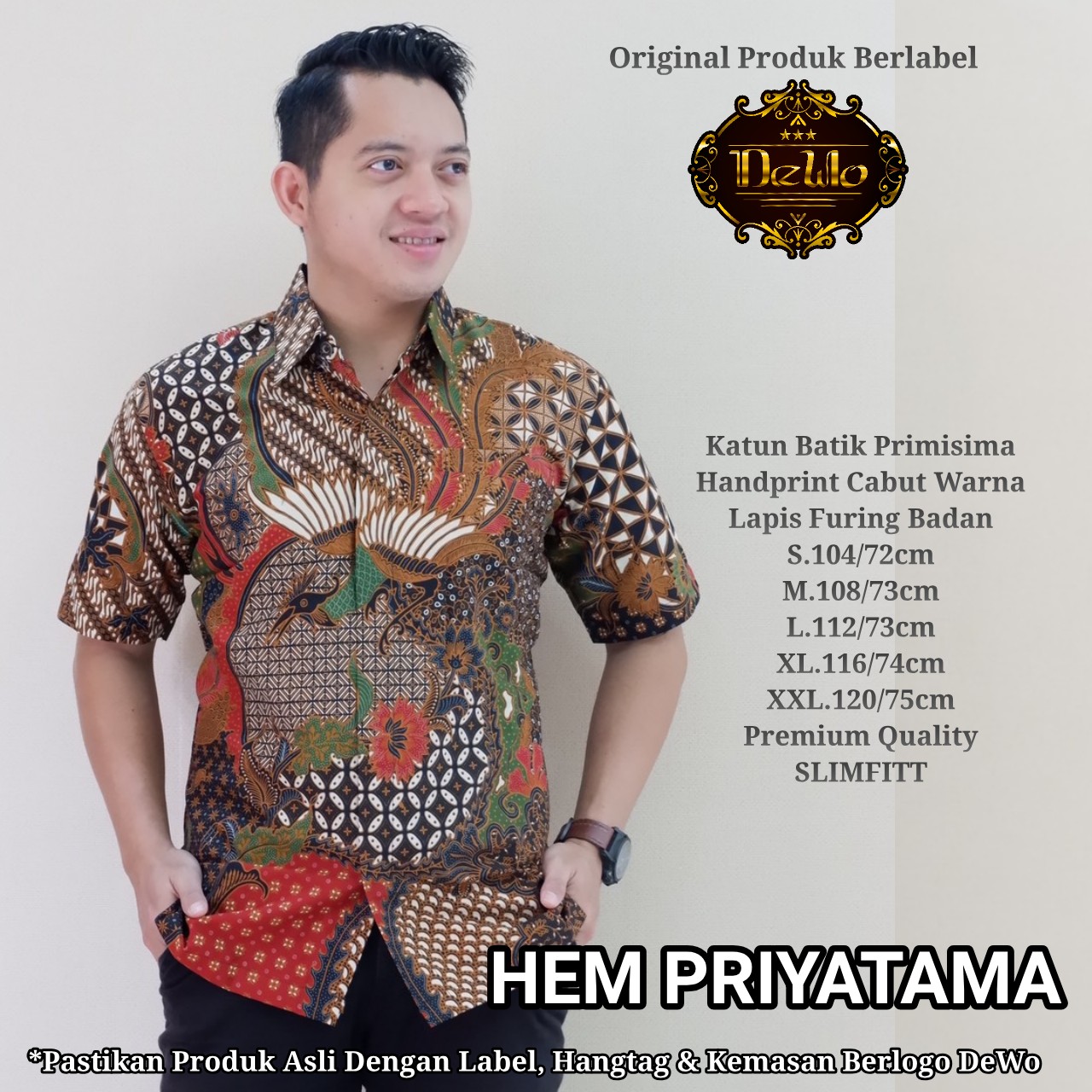 cover-PRIYATAMA Kemeja Batik Pria Solo Lengan Pendek Lapis Furing BY DEWO-1
