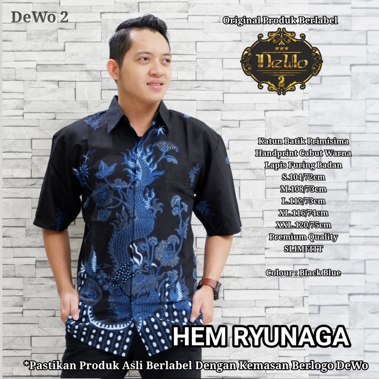 cover-RYUNAGA Kemeja Batik Pria Solo Lengan Pendek Lapis Furing BY DEWO-1