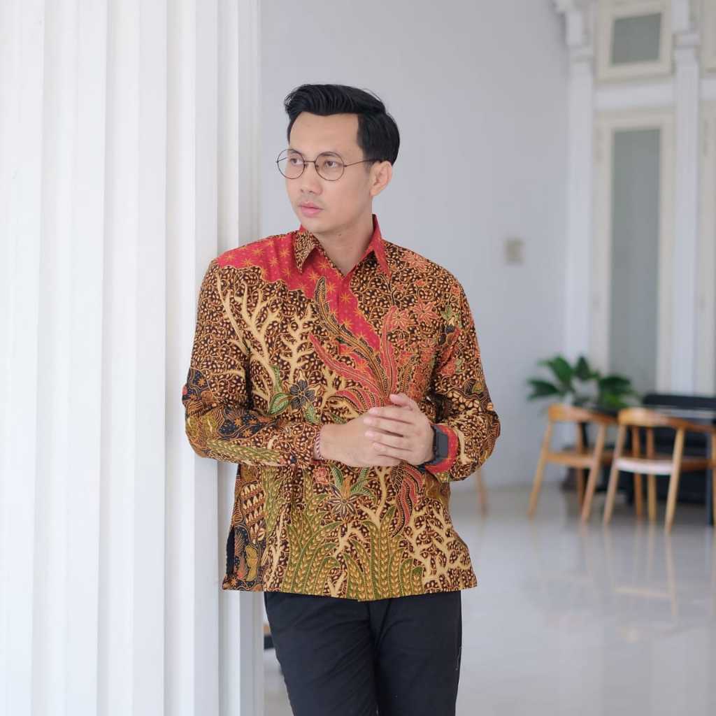 cover-PEKSI RUMPUT MERAH Kemeja Batik Pria Solo Lengan Panjang Lapis Furing By BATIKSOLOAMANAH-1