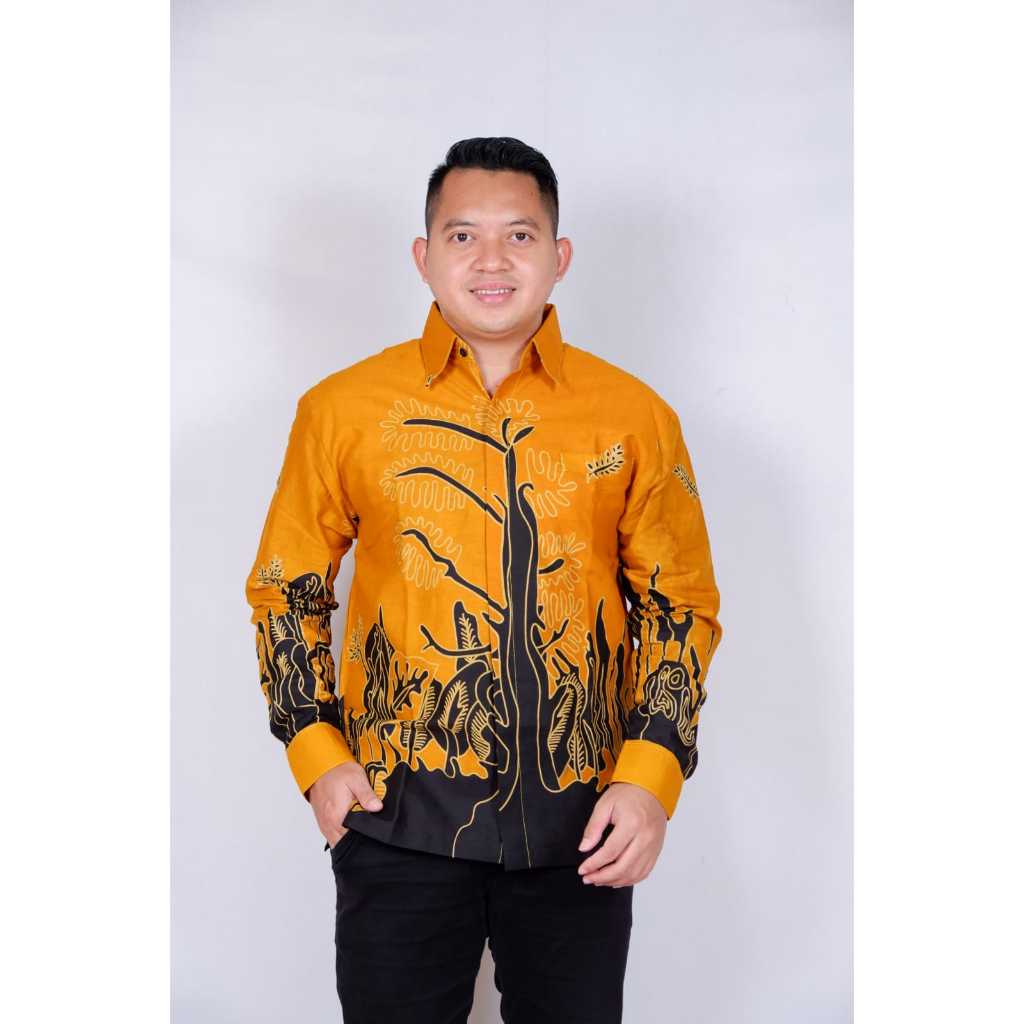 cover-POHON SENJA KUNING Kemeja Batik Pria Solo Lengan Panjang Lapis Furing By BATIKSOLOAMANAH-1