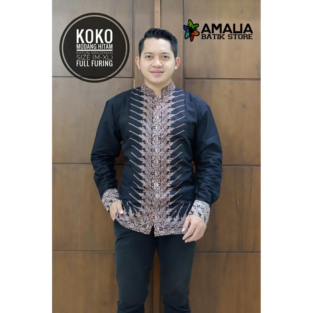 cover-KOKO MODANG HITAM Kemeja Batik Pria Solo Lengan Panjang Lapis Furing By BATIKSOLOAMANAH-1